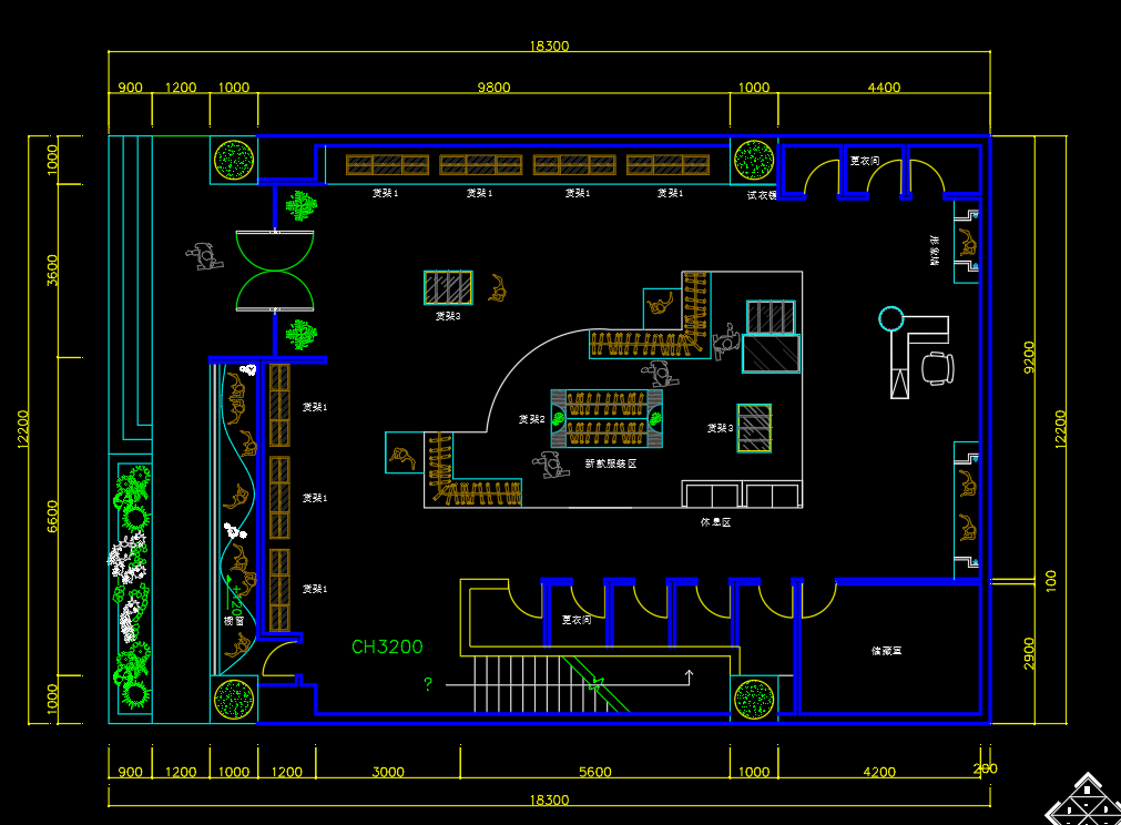 服装专卖店装饰设计预结算报价表（含CAD图纸、工程量计算式）