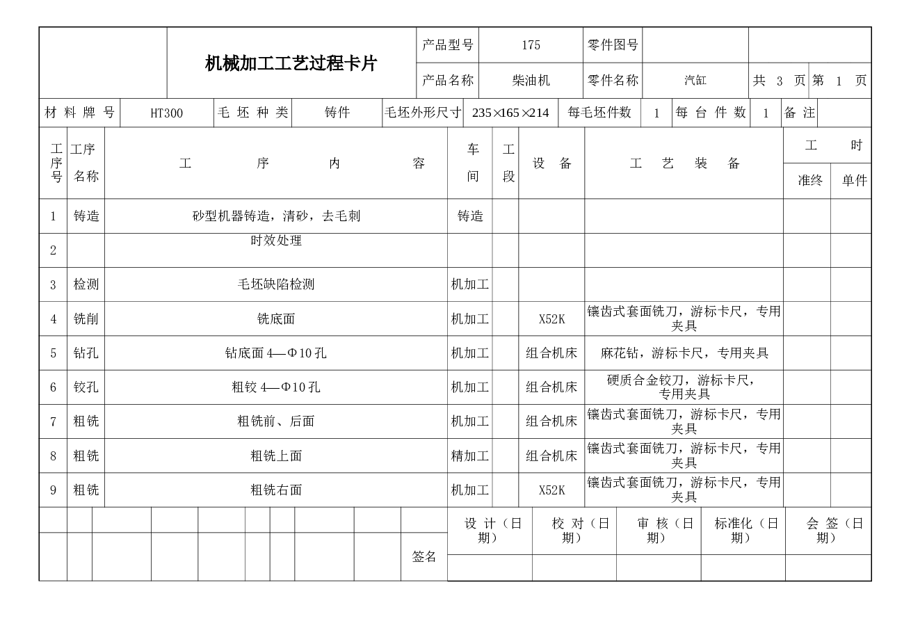 175型柴油机缸体机械加工工艺及其组合机床钻孔夹具设计（论文 CAD图纸 开题报告 任务书 文献翻译……）