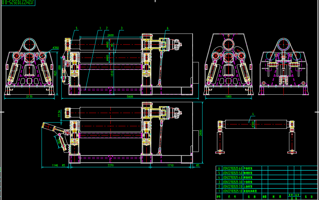 J12HZ2703525弧线四辊卷板机CAD生产图