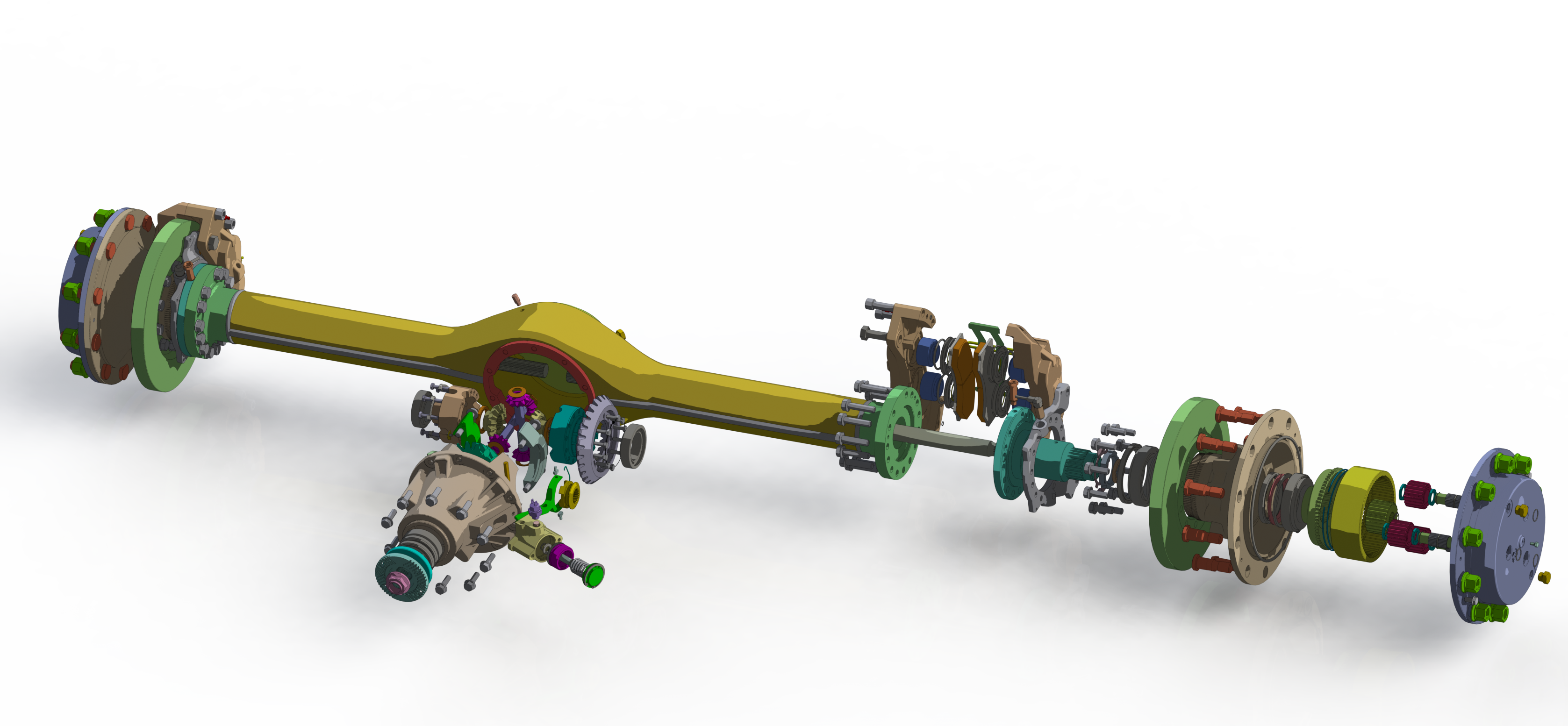 行星车轴后驱动桥3D数模图纸 Solidworks设计