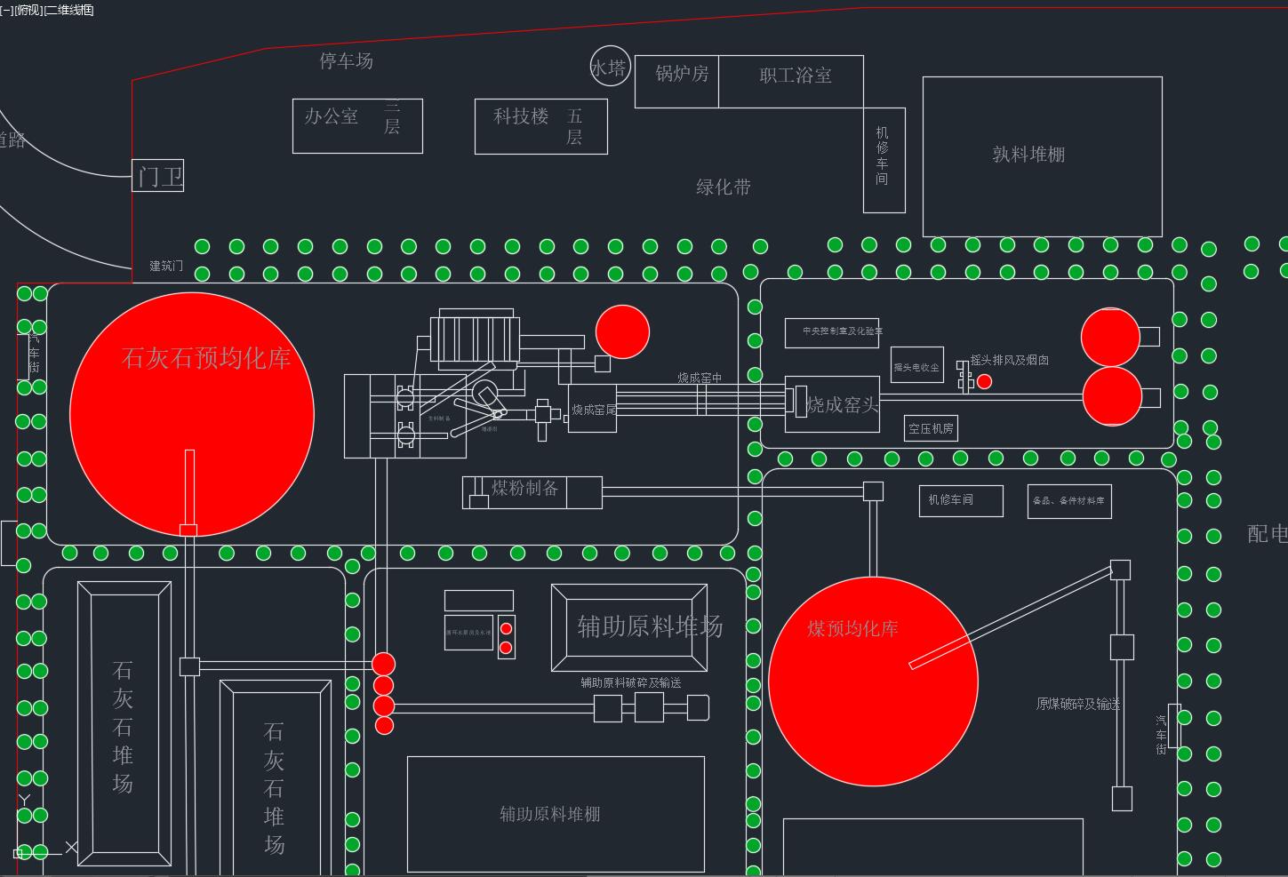水泥厂平面布置图CAD图纸