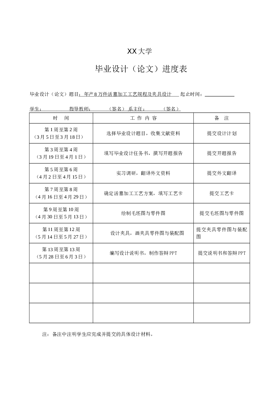 年产8万件活塞加工工艺规程及夹具设计（论文+CAD图纸+solidworks三维图+开题报告+任务书+翻译……）