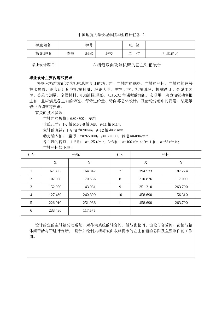 六档箱双面攻丝机床左主轴箱