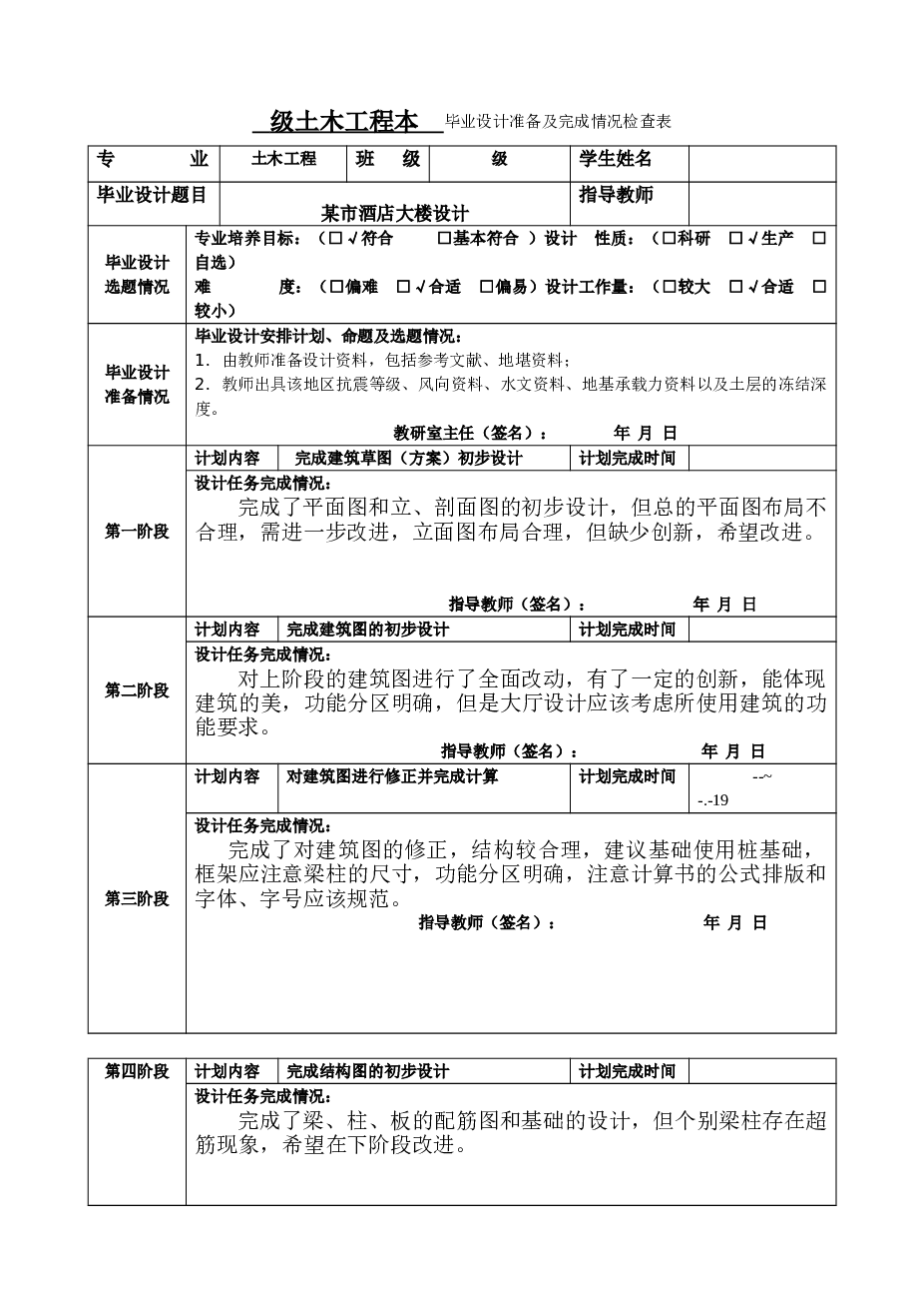 [学士]某四层酒店毕业设计(含计算书、建筑结构设计图)