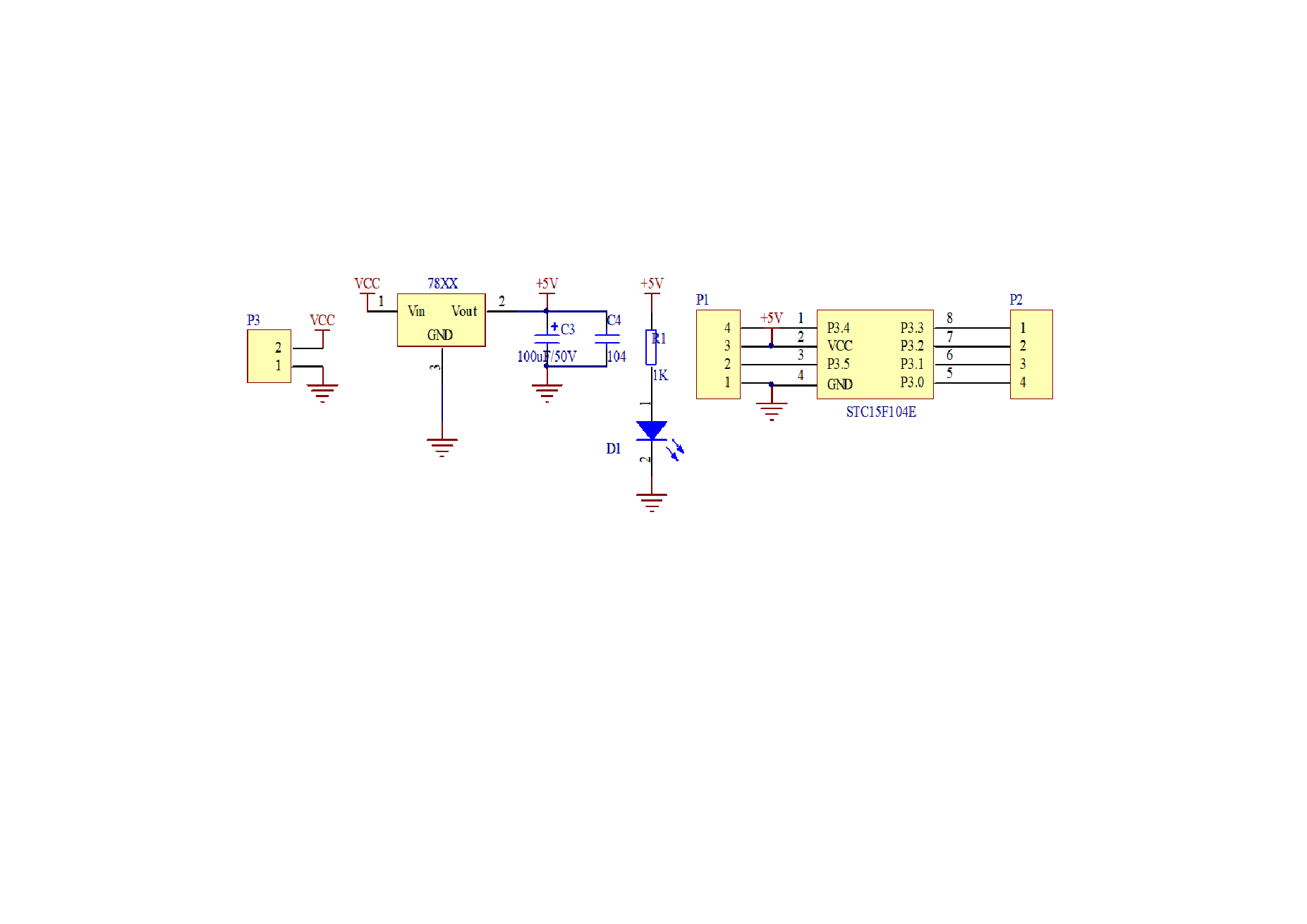 STC15F104E单片机最小系统开发板