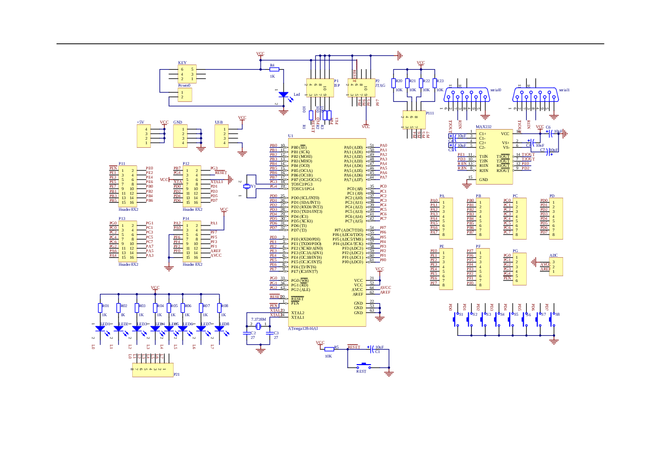 ATMEGA128L精简开发板
