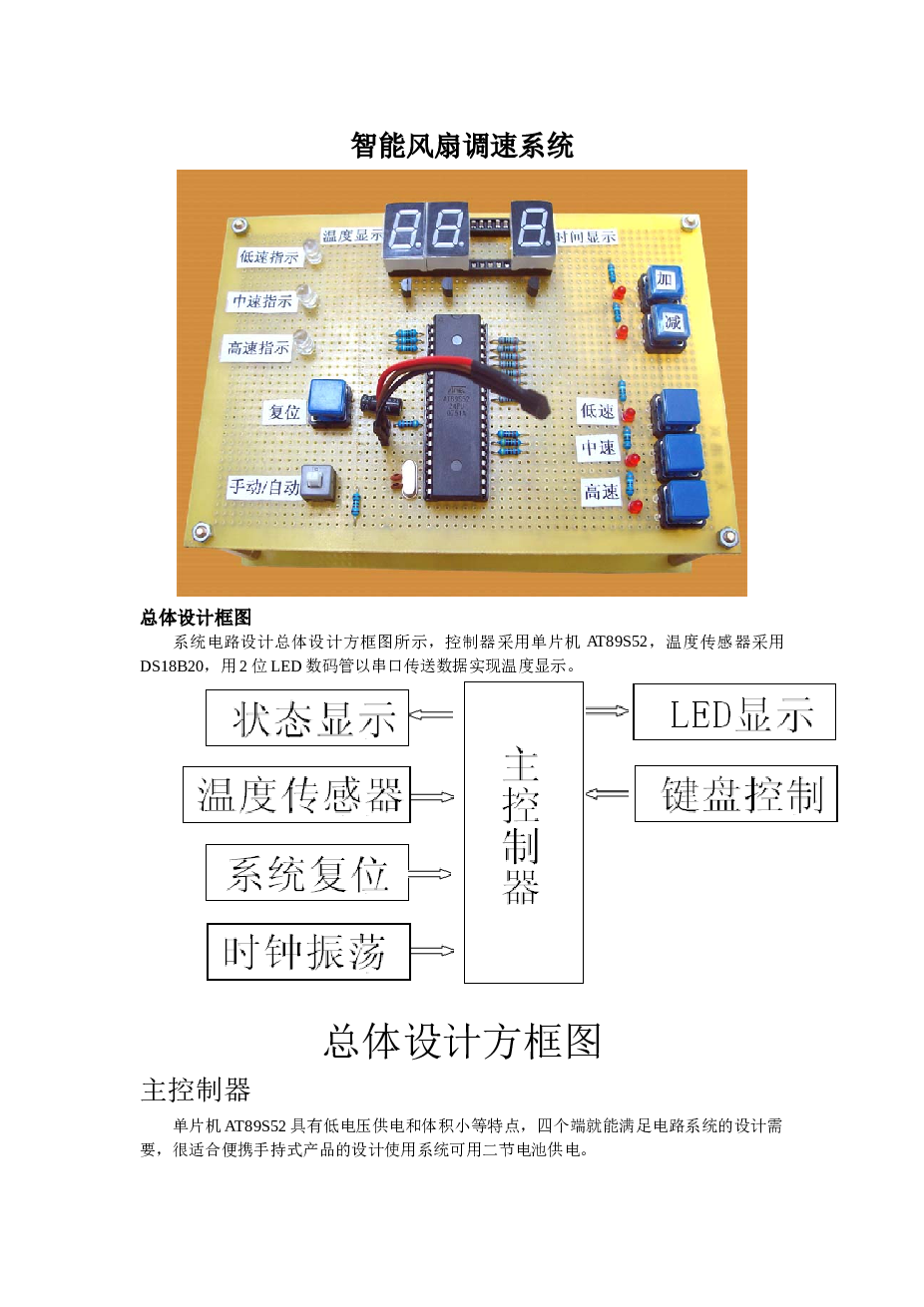 智能风扇调速系统资料