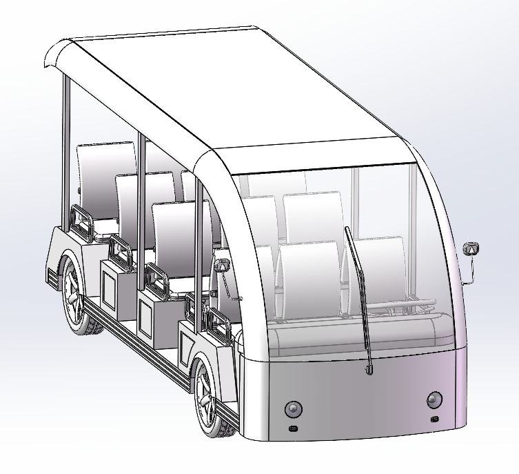 四轮电瓶车校园观光车3D图纸 Solidworks设计
