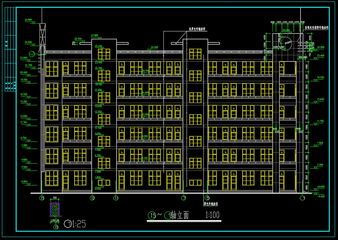 南宁市XX中学教学综合楼CAD图纸