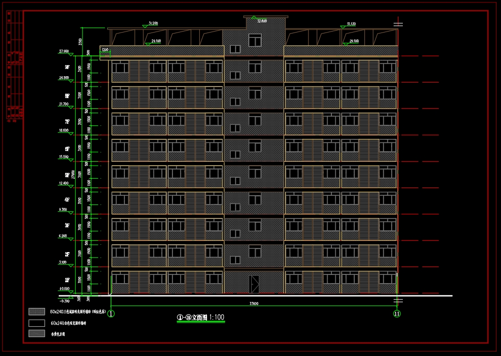 湛江XX中学宿舍楼CAD图纸