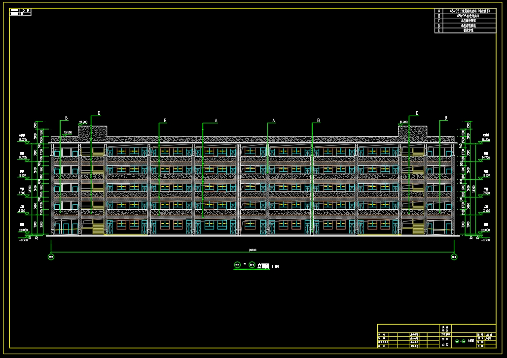 5层高18.3米 广州XX初中教学楼 含建筑及结构图