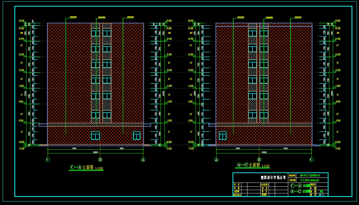 6层5712.56平 广东省XX中学公寓 含建筑和结构图