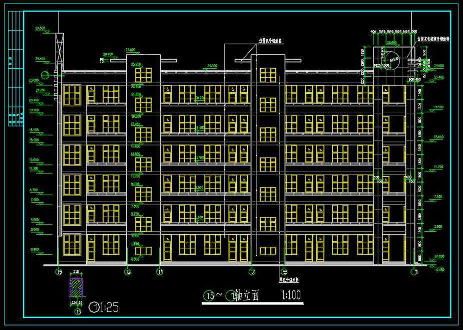6层3068.32平南宁XX中学楼 建筑+结构图