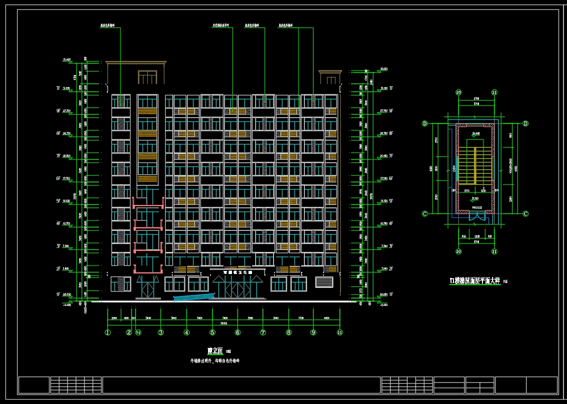 地上9层下1层 1475.1平 普宁市X门诊综合楼建筑+结构图