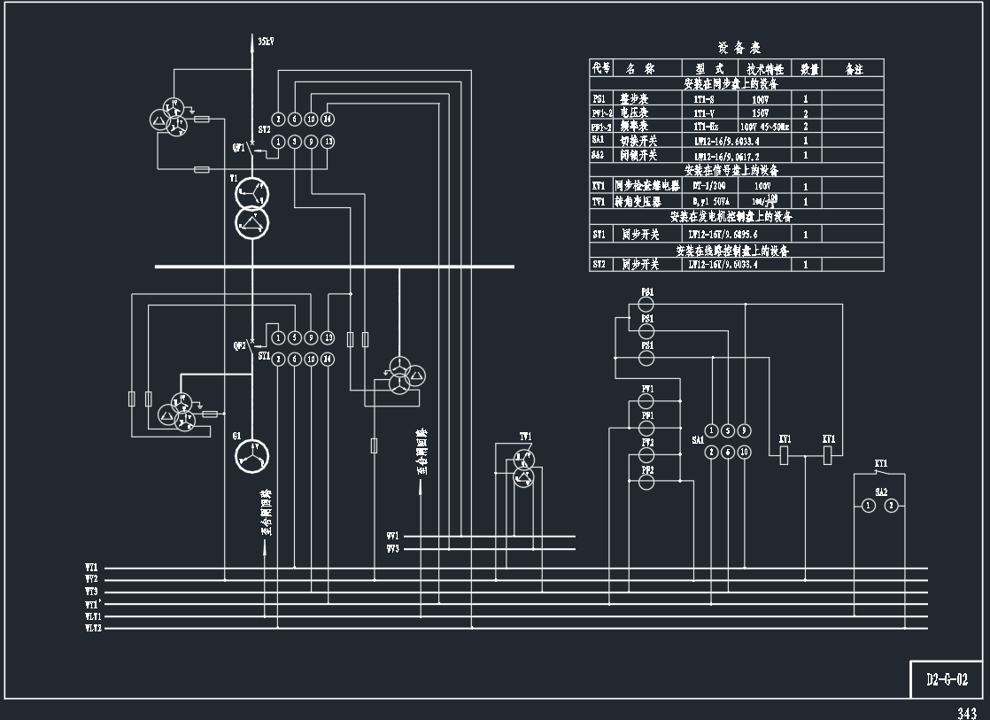 电站同期系统原理图