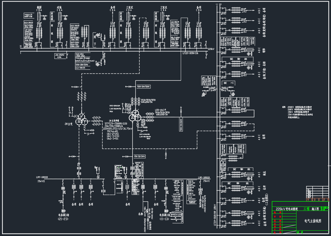 某220KV变电站一次主接线图