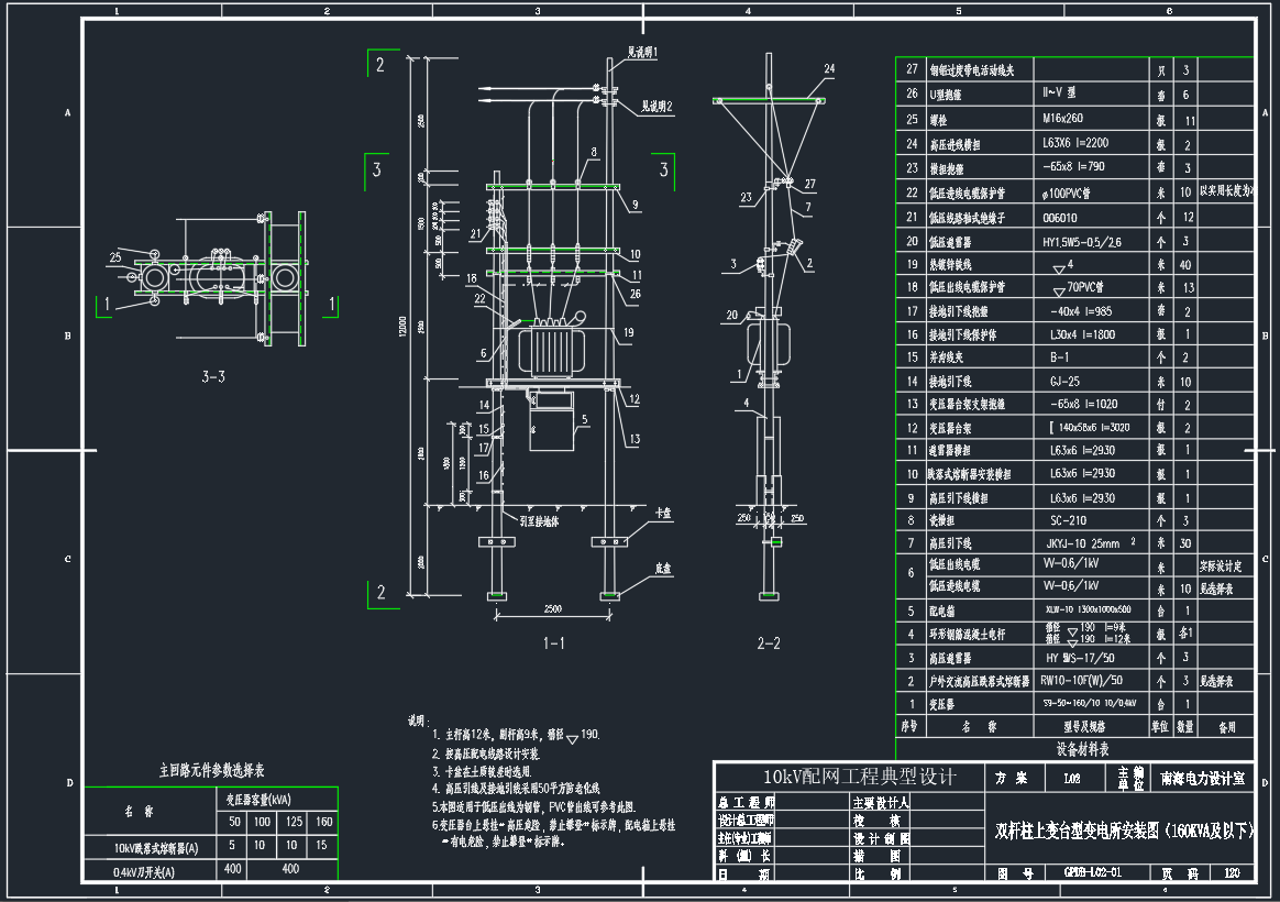 城网改造变压器台架安装图纸